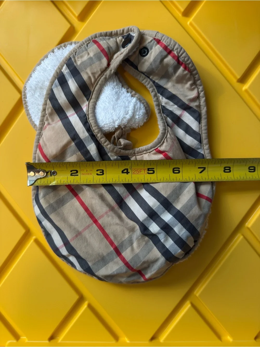 Burberry Beige and White Baby Bib with Gold Logo